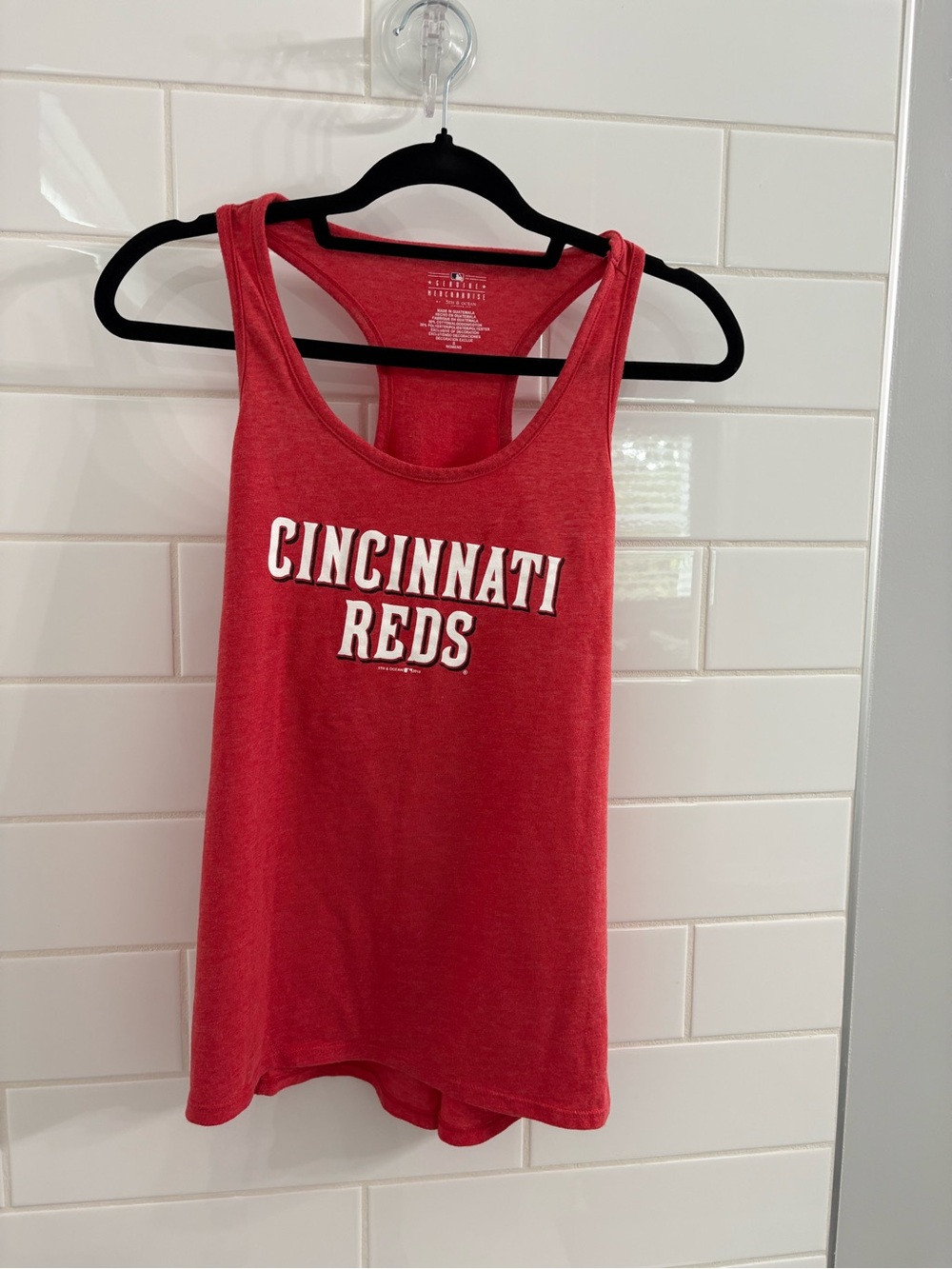5th & Ocean Red Women's Racerback Tank with White Chest Print